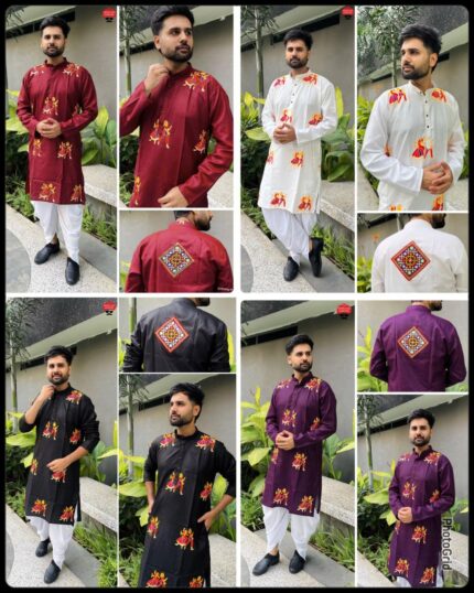 Men Embroidered Kurta Dhoti Set