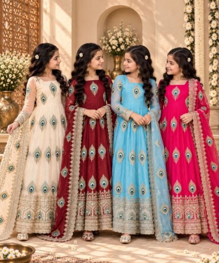 Kids Embroidered Gown Set