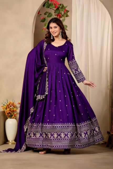 Women Elegant Silk Gown Set