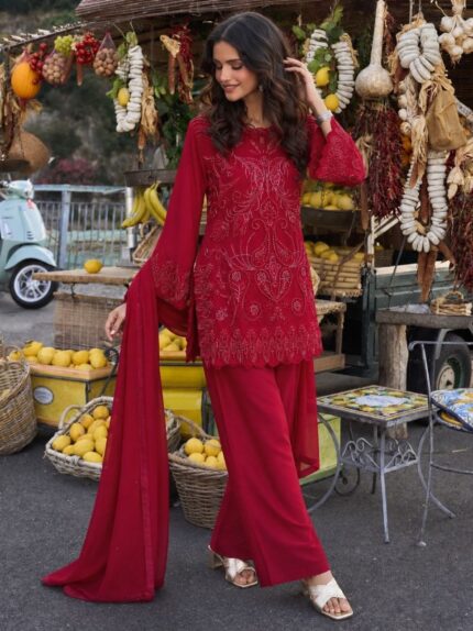 Women Embroidered Straight Kurta Set
