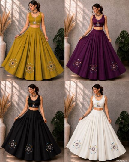 Women Navratri Mirror work Lehenga Choli