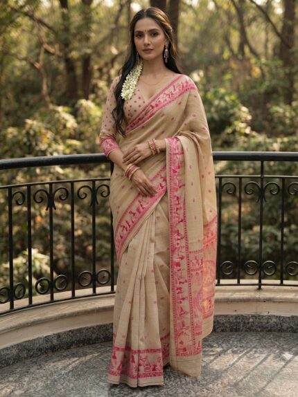 Women Geometric Print Cotton Saree
