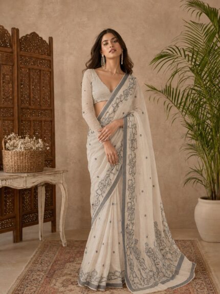 Women Floral Printed Cotton Saree