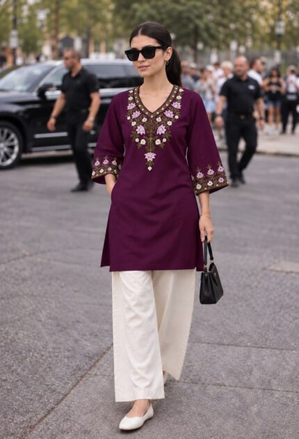 Women Minimalist Short Kurti & Palazzo Set