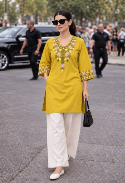 Women Minimalist Short Kurti & Palazzo Set