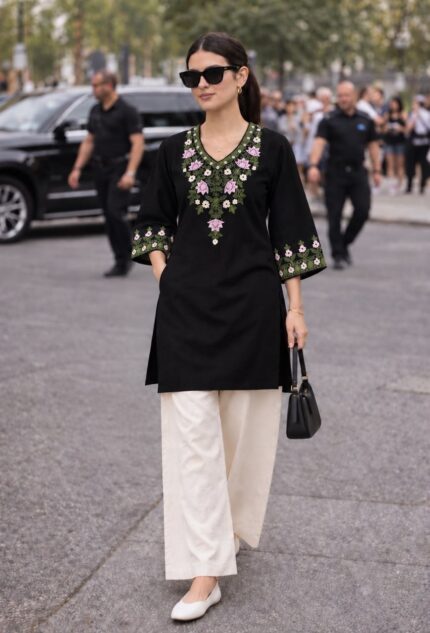 Women Minimalist Short Kurti & Palazzo Set