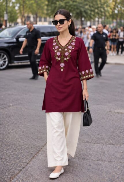 Women Minimalist Short Kurti & Palazzo Set